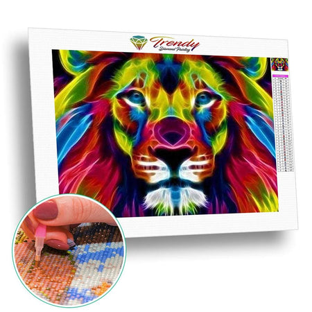 Les fauves colorful - modèle M001 | Diamond painting grand format - Animaux Lion Produit Tigre