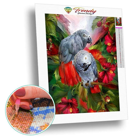 Les perroquets aux framboises | Diamond Painting - Animaux Oiseau Produit