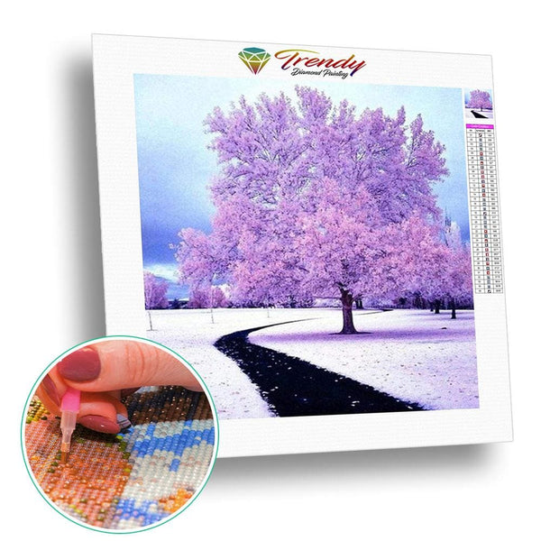 Lhiver en mauve | Toile diamant - Hiver Paysage Produit