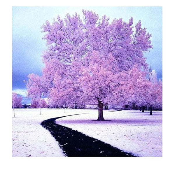 Lhiver en mauve | Toile diamant - Hiver Paysage Produit