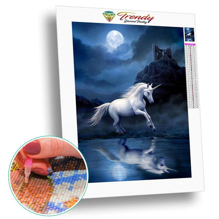 Licorne en pleine lune | Tableau diamant - Animaux Cheval Licorne Produit
