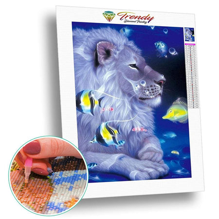 Lion sous leau | Broderie de diamant - Animaux Lion Produit