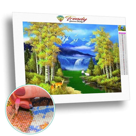 Lit de rivière dans la forêt - modèle M002 | Kit de broderie de diamant - En forêt Paysage Produit