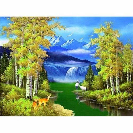 Lit de rivière dans la forêt - modèle M002 | Kit de broderie de diamant - En forêt Paysage Produit