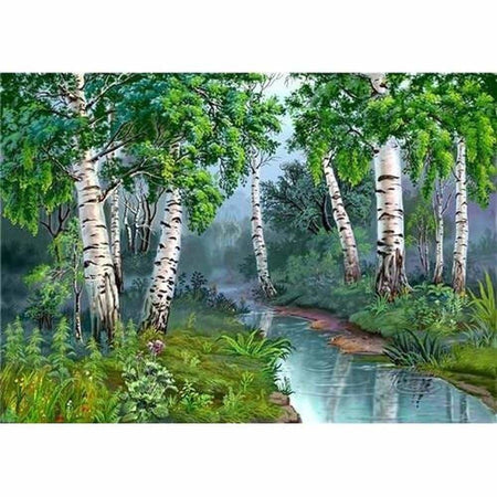 Lit de rivière dans la forêt - modèle M003 | Broderie diamant kit - En forêt Paysage Produit