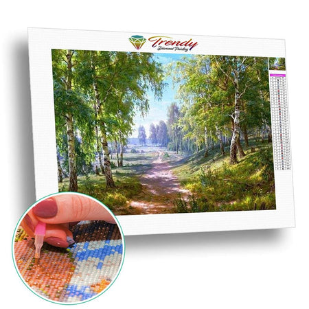 Lit de rivière dans la forêt - modèle M004 | Broderie diamant toile entière - En forêt Paysage Produit