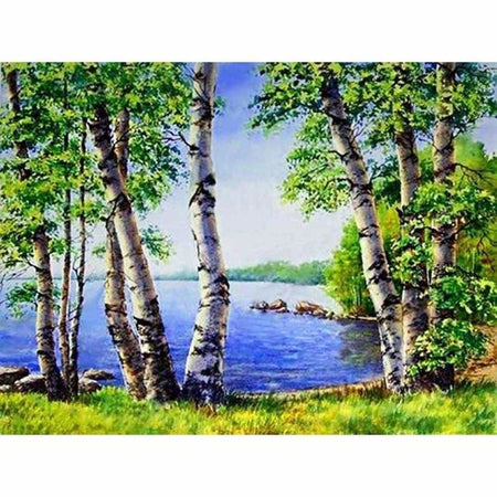 Lit de rivière dans la forêt - modèle M005 | Broderie point de diamant - En forêt Paysage Produit
