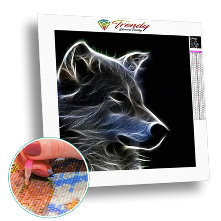 Loup halo | Broderie diamant kit complet - Animaux Chien Loup Produit