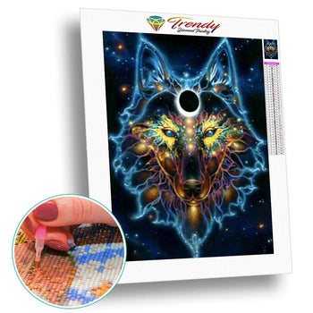 Loup Lumineux | Broderie diamant complet - Animaux Autres animaux Chien Loup Produit