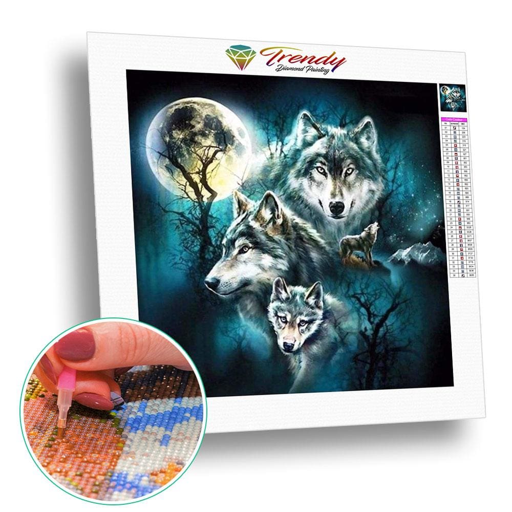 Loup pleine lune | Broderie diamant kit - Animaux Autres animaux Chien Loup Produit