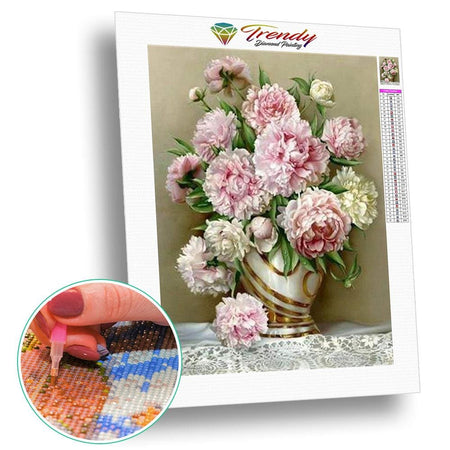 Luxueuses pivoines - modèle M001 | Broderie de diamant - Fleur Fleur et plante Produit