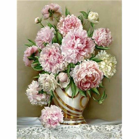 Luxueuses pivoines - modèle M001 | Broderie de diamant - Fleur Fleur et plante Produit