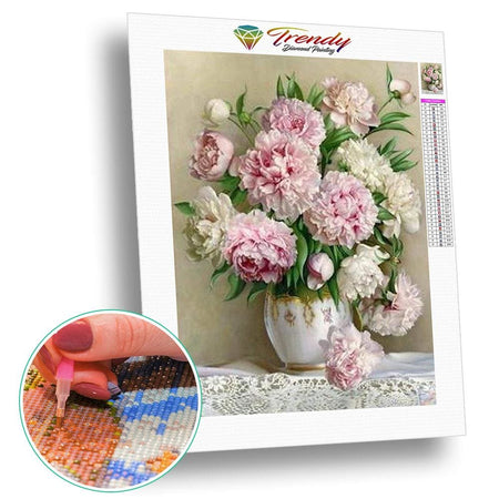 Luxueuses pivoines - modèle M002 | Diamond painting complet - Fleur Fleur et plante Produit