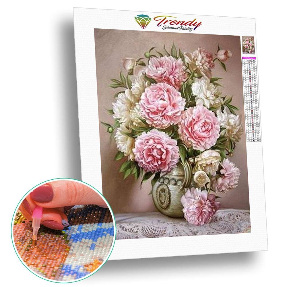 Luxueuses pivoines - modèle M003 | Toile de diamant - Fleur Fleur et plante Produit