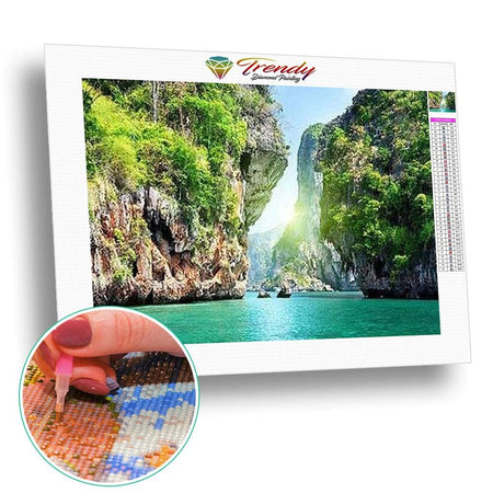 Majestueuse chute deau - modèle M002 | Broderie diamant complet - En forêt Paysage Produit Été