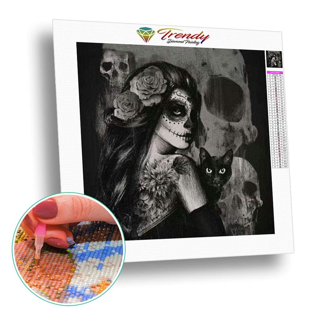 Maquillage Halloween mexicain - modèle M002 | Kit broderie diamant - Gothic Portrait Produit