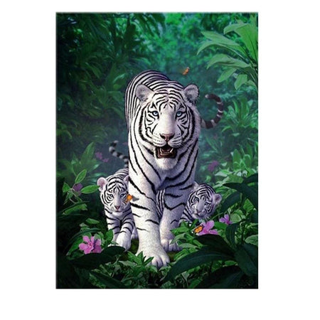 Mère tigre et ses 2 petits | Kit de broderie de diamant - Animaux Produit Tigre