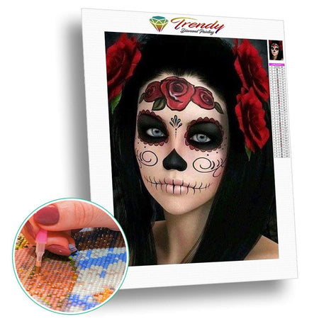 Mexicana death | Broderie diamant toile entière - Portrait Produit