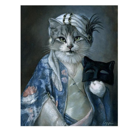 Monsieur chat tenant son loup | Caneva diamant - Animaux Chat Produit