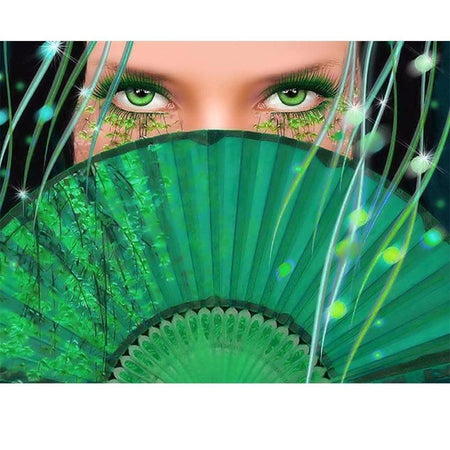 Mystérieux regard vert | Broderie diamant - Portrait Produit