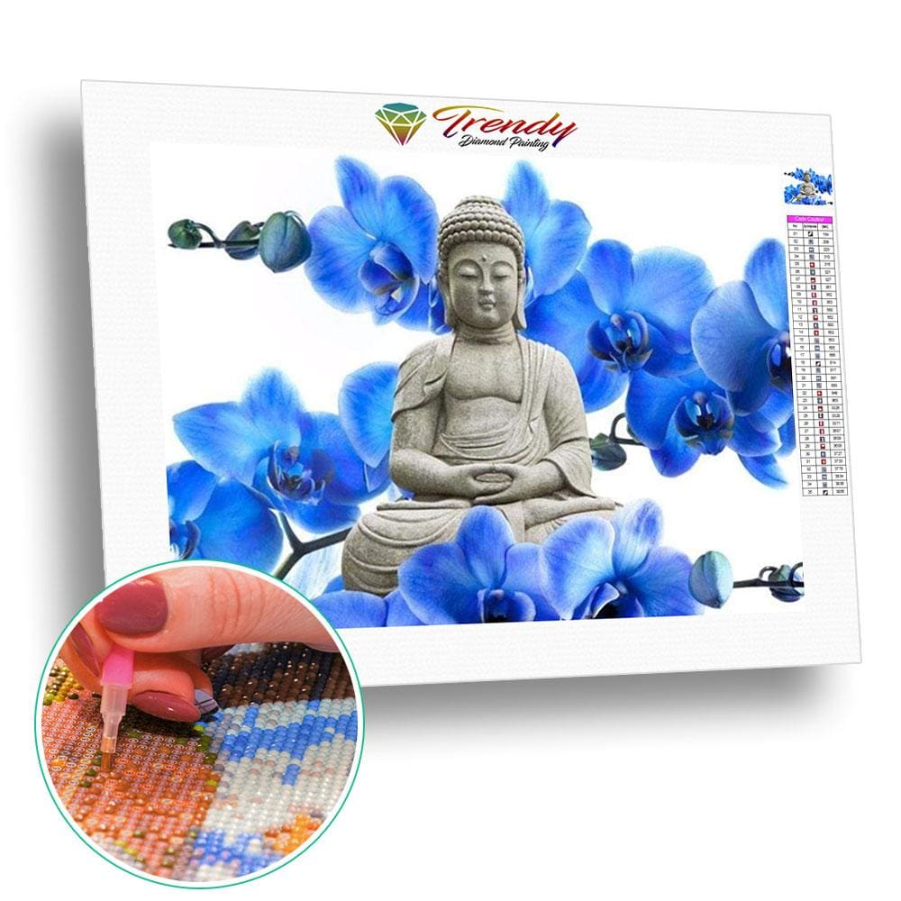 Orchidées bleu Bouddha | Diamond painting complet - Bouddhisme Bouddhisme et Hindouisme Produit Religion Zen