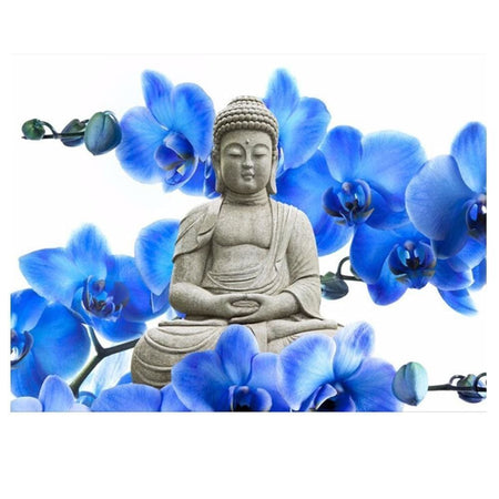 Orchidées bleu Bouddha | Diamond painting complet - Bouddhisme Bouddhisme et Hindouisme Produit Religion Zen