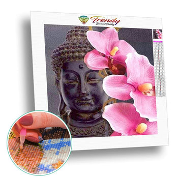 Orchidées Bouddha en second plan | Toile de diamant - Bouddhisme Produit Religion Zen