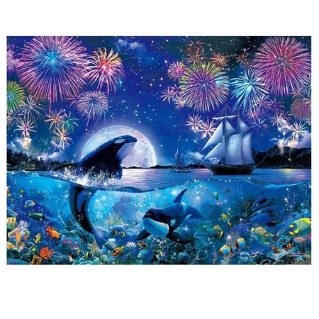 Orques sous un feux dartifice | Diamond Painting - Animaux Poisson Produit