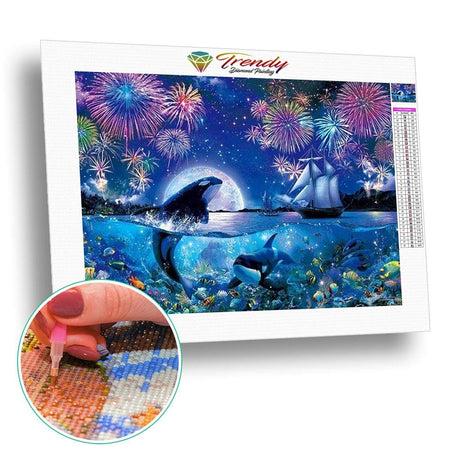 Orques sous un feux dartifice | Diamond Painting - Animaux Poisson Produit