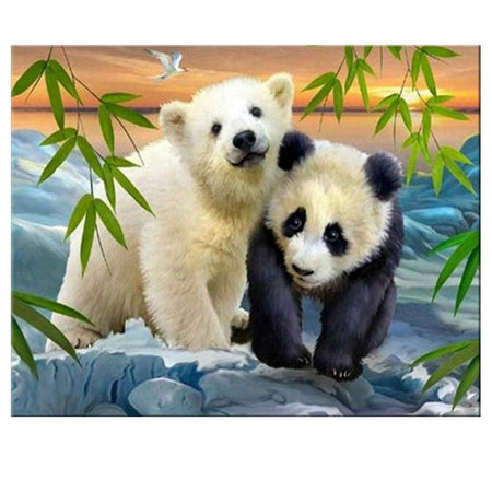 Ours et panda trognon | Kit broderie diamant - Animaux Panda Produit