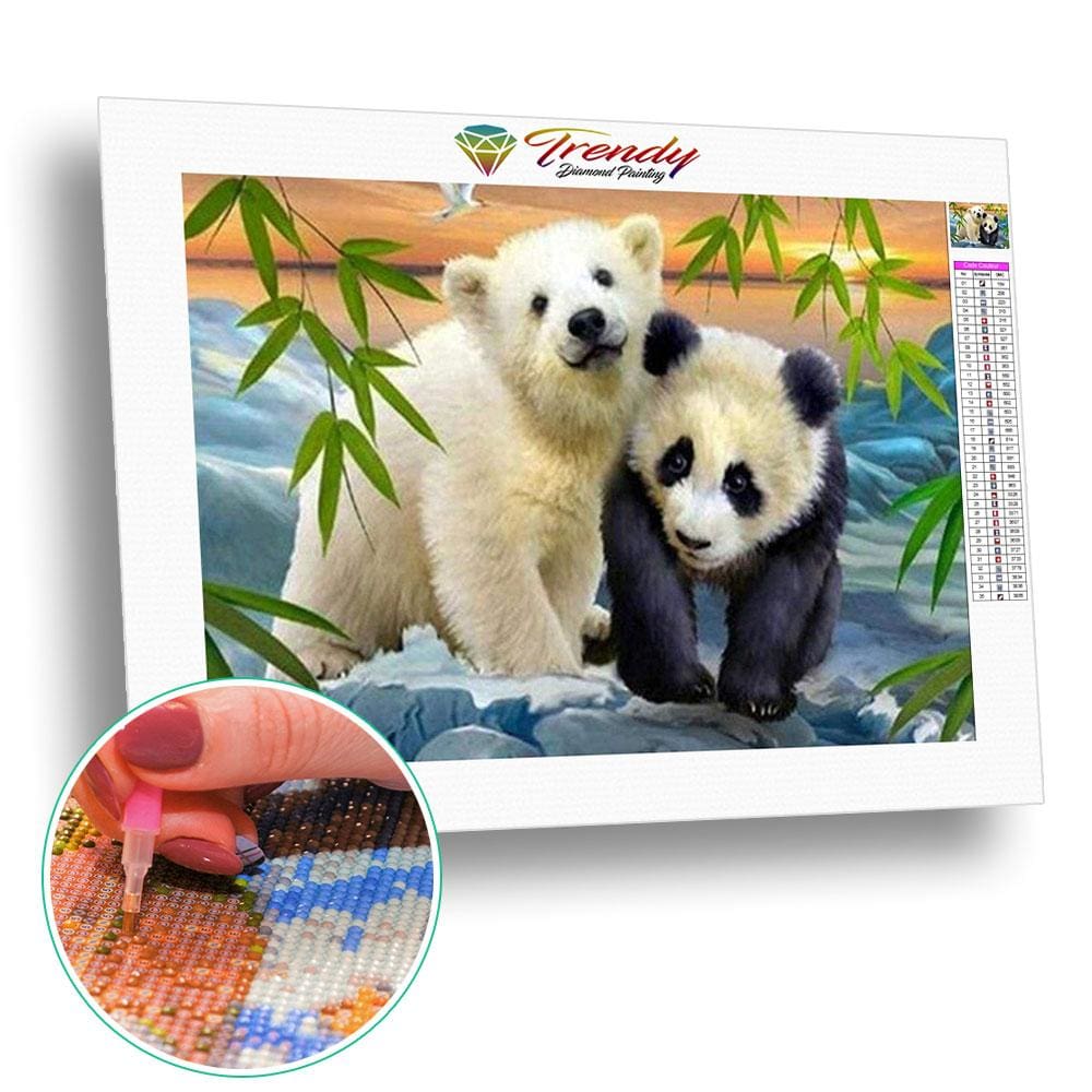 Ours et panda trognon | Kit broderie diamant - Animaux Panda Produit