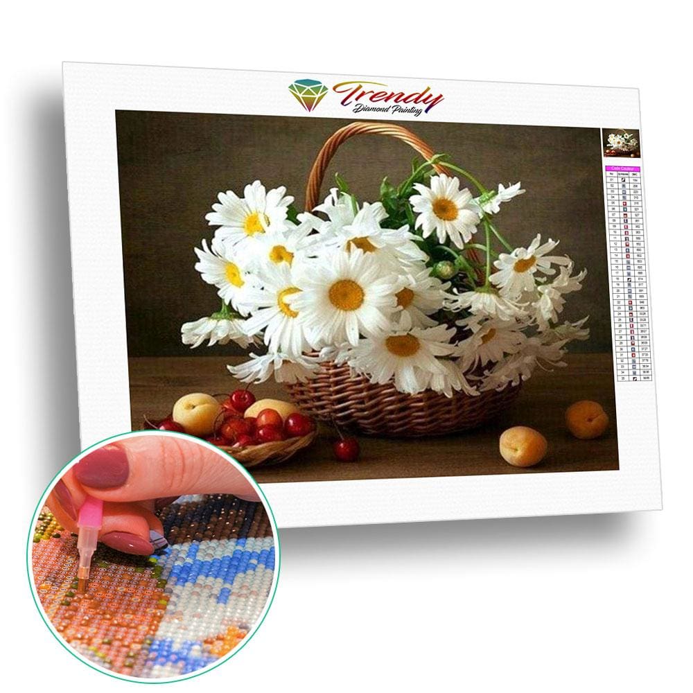 Panier de marguerites du jardin | Kit de broderie de diamant - Fleur Fleur et plante Produit