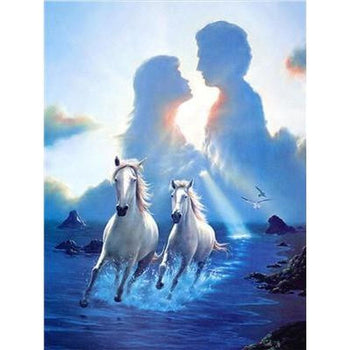 Paysage romantique - modèle M001 | Diamond painting grand format - Animaux Cheval En forêt Paysage Produit
