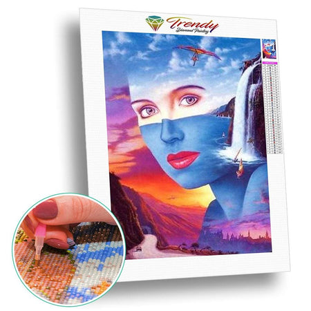 Paysage romantique - modèle M008 | Broderie diamant toile entière - Animaux Cheval En forêt Paysage Produit