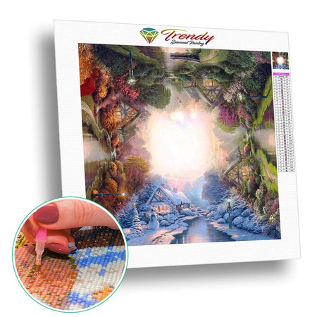 Paysages 4 saisons - modèle M002 | Broderie diamant complet - Automne Hiver Paysage Printemps Produit