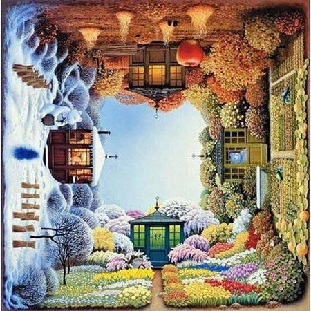 Paysages 4 saisons - modèle M004 | Broderie diamant kit - Automne Hiver Paysage Printemps Produit