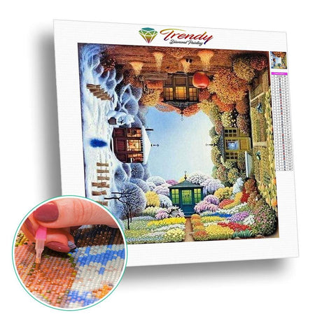Paysages 4 saisons - modèle M004 | Broderie diamant kit - Automne Hiver Paysage Printemps Produit