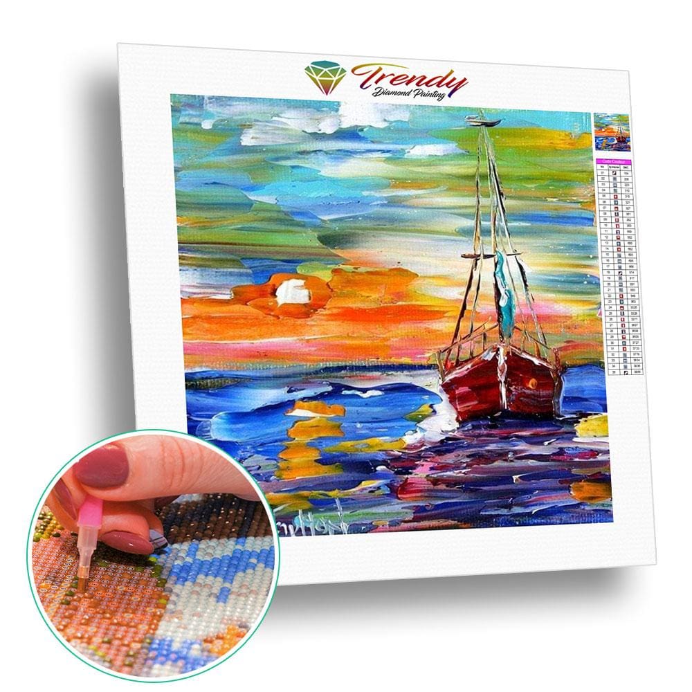 Peinture dun bateau | Broderie diamant - Paysage Produit À la mer