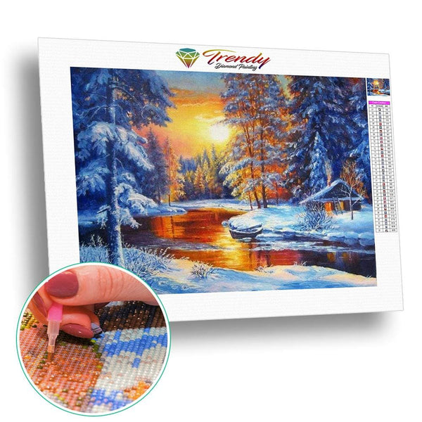 Peinture dune maisonnette en hiver | Toile diamant - Hiver Paysage Produit