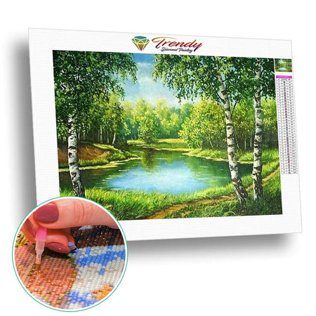 Peinture sur le thème de lété en foret - modèle M002 | Toile diamant - En forêt Paysage Produit Été