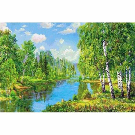 Peinture sur le thème de lété en foret - modèle M003 | Tableau diamant - En forêt Paysage Produit Été