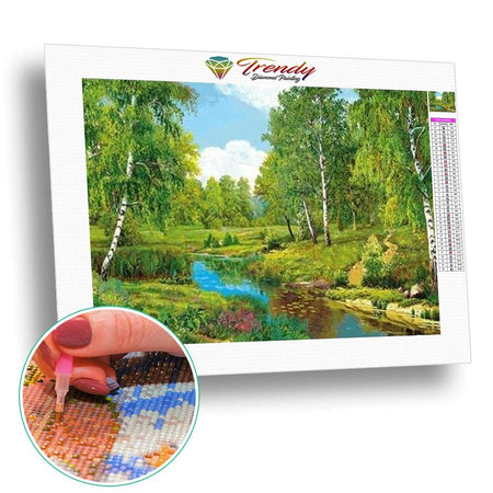 Peinture sur le thème de lété en foret - modèle M004 | Peinture diamant - En forêt Paysage Produit Été