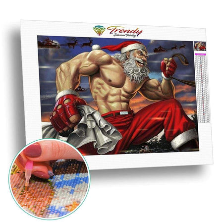 Père Noël musclé | Diamond painting complet - Dessin Dessin crayon Noël Paysage Portrait