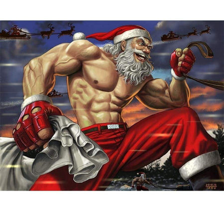 Père Noël musclé | Diamond painting complet - Dessin Dessin crayon Noël Paysage Portrait