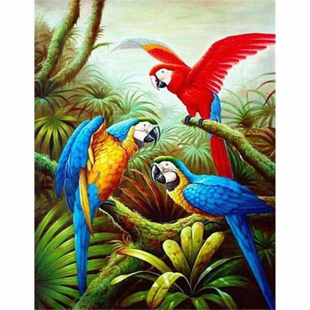 Perroquet perché sur une branche - modèle M002 | Broderie diamant kit - Animaux Oiseau Produit