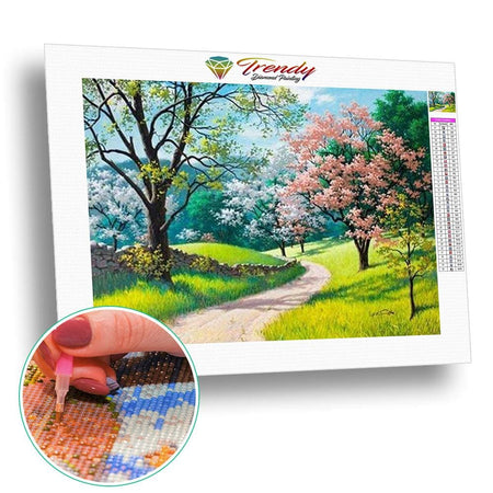 Petit décor 4 saisons printemps été automne hiver - modèle M001 | Broderie de diamant - Automne Hiver Paysage Printemps Produit