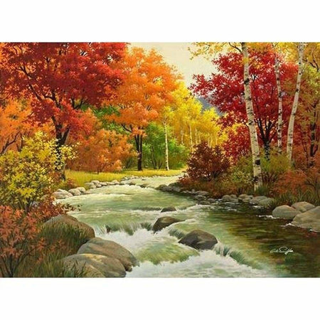 Petit décor 4 saisons printemps été automne hiver - modèle M002 | Diamond painting complet - Automne Hiver Paysage Printemps Produit