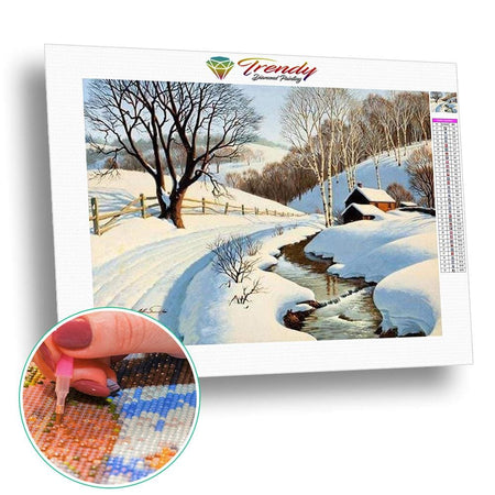 Petit décor 4 saisons printemps été automne hiver - modèle M003 | Toile de diamant - Automne Hiver Paysage Printemps Produit