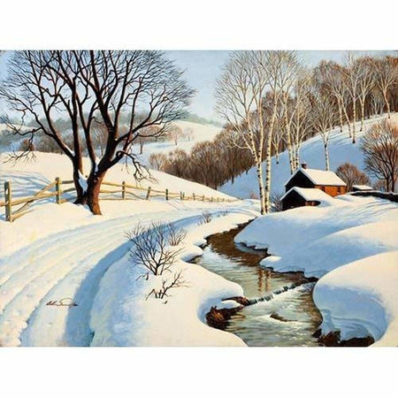 Petit décor 4 saisons printemps été automne hiver - modèle M003 | Toile de diamant - Automne Hiver Paysage Printemps Produit