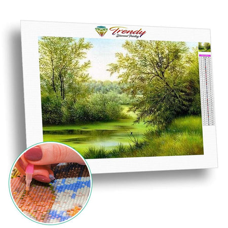 Petit décor 4 saisons printemps été automne hiver - modèle M004 | Tableau de diamant - Automne Hiver Paysage Printemps Produit